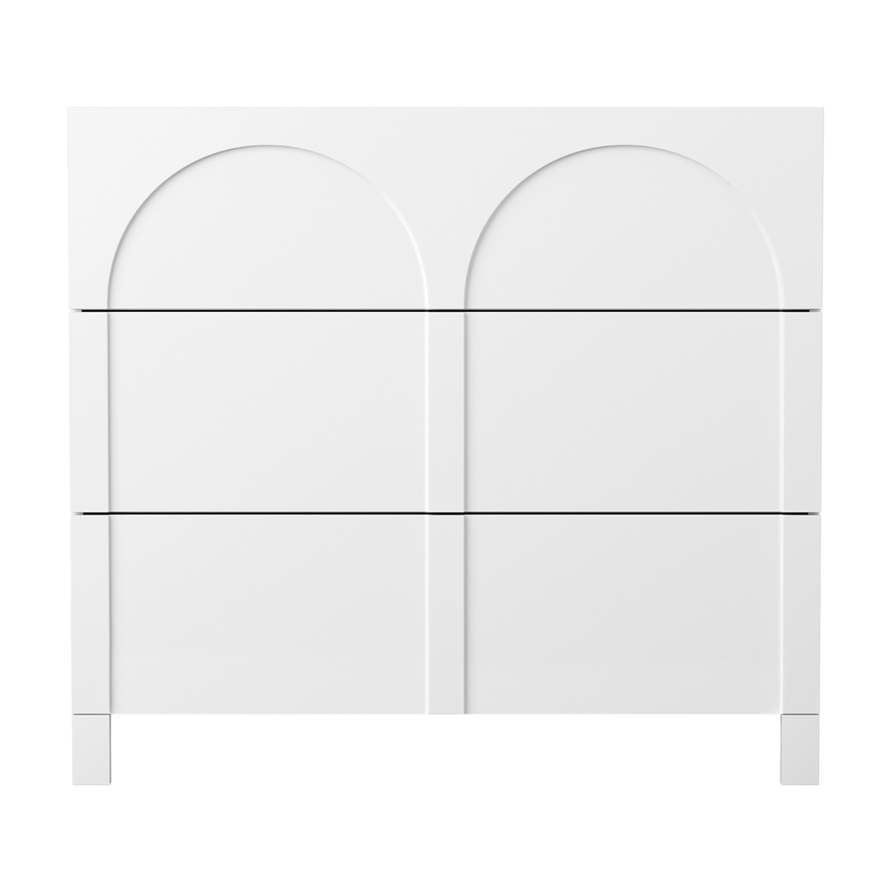 Artiss 3 Chest of Drawers Concave Lowboy, White view 4