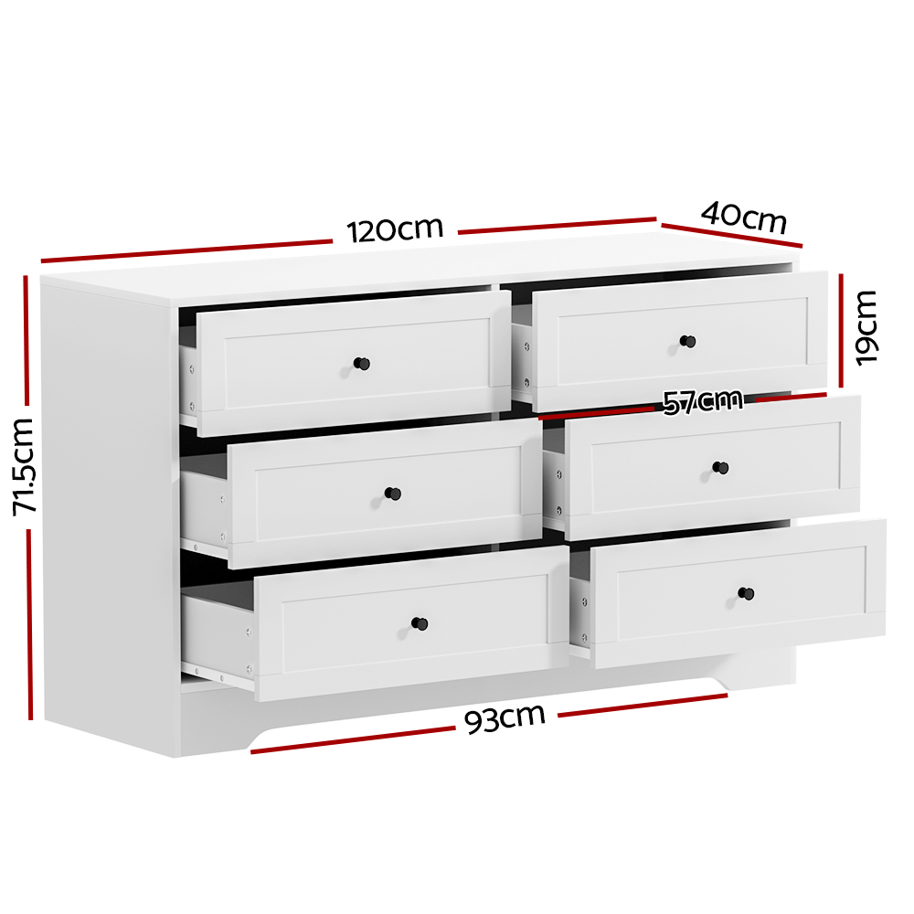 Artiss LEIF 6 Chest of Drawers, 2 Colours view 4