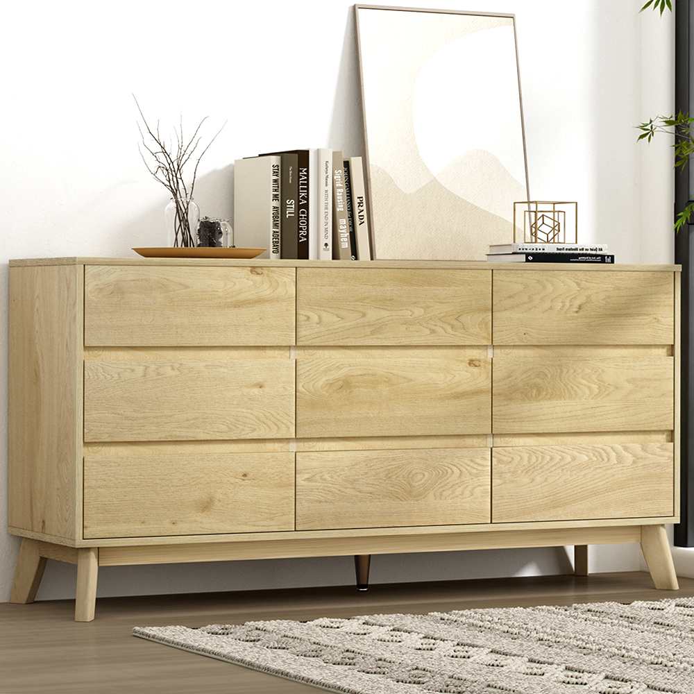 Artiss XAVI 9 Chest of Drawers Tallboy, Pine