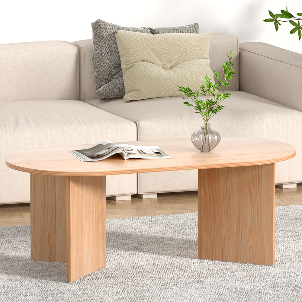 Artiss Alva Oval Pine Coffee Table 110cm