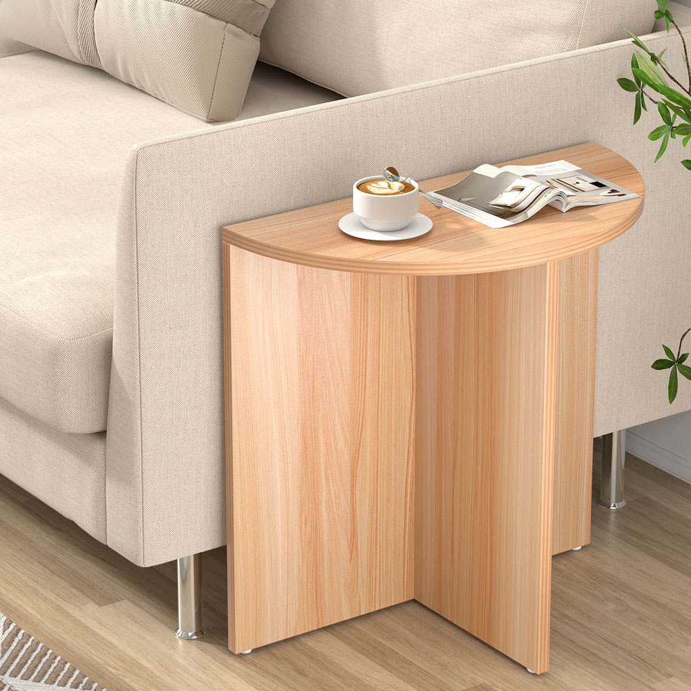 Artiss Elva Semi-Circle Pine Coffee Table 48cm