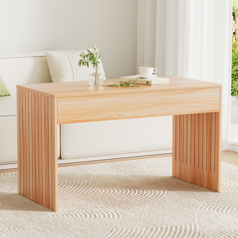 Artiss Fluted Rectangle Coffee Table 100cm