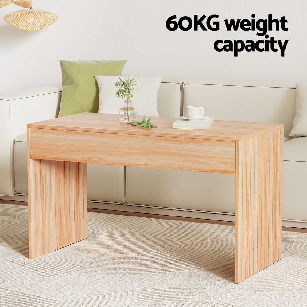 Artiss Fluted Rectangle Coffee Table 100cm view 5