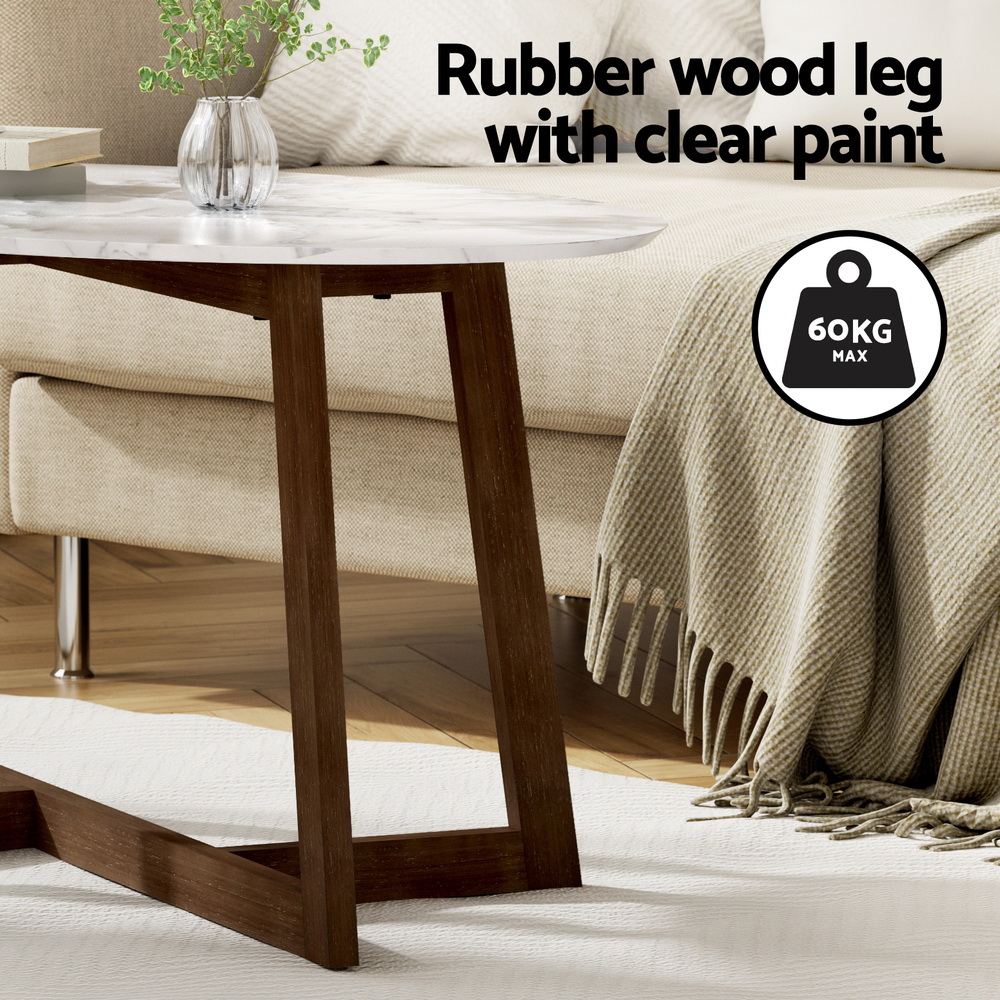 Artiss Oval Marble Effect Coffee Table view 5
