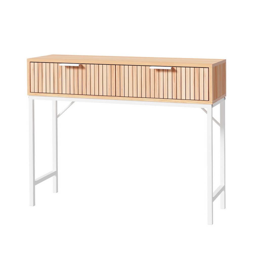 Artiss Fluted Console Table 2 Drawers 92cm view 3