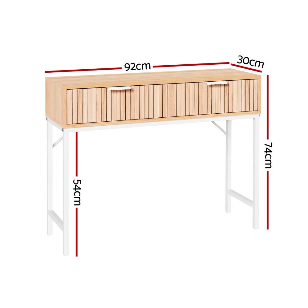 Artiss Fluted Console Table 2 Drawers 92cm view 4