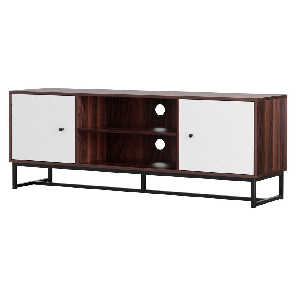 Artiss TV Unit 150cm Walnut White Storage Shelves