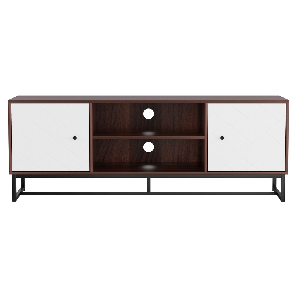 Artiss TV Unit 150cm Walnut White Storage Shelves view 4