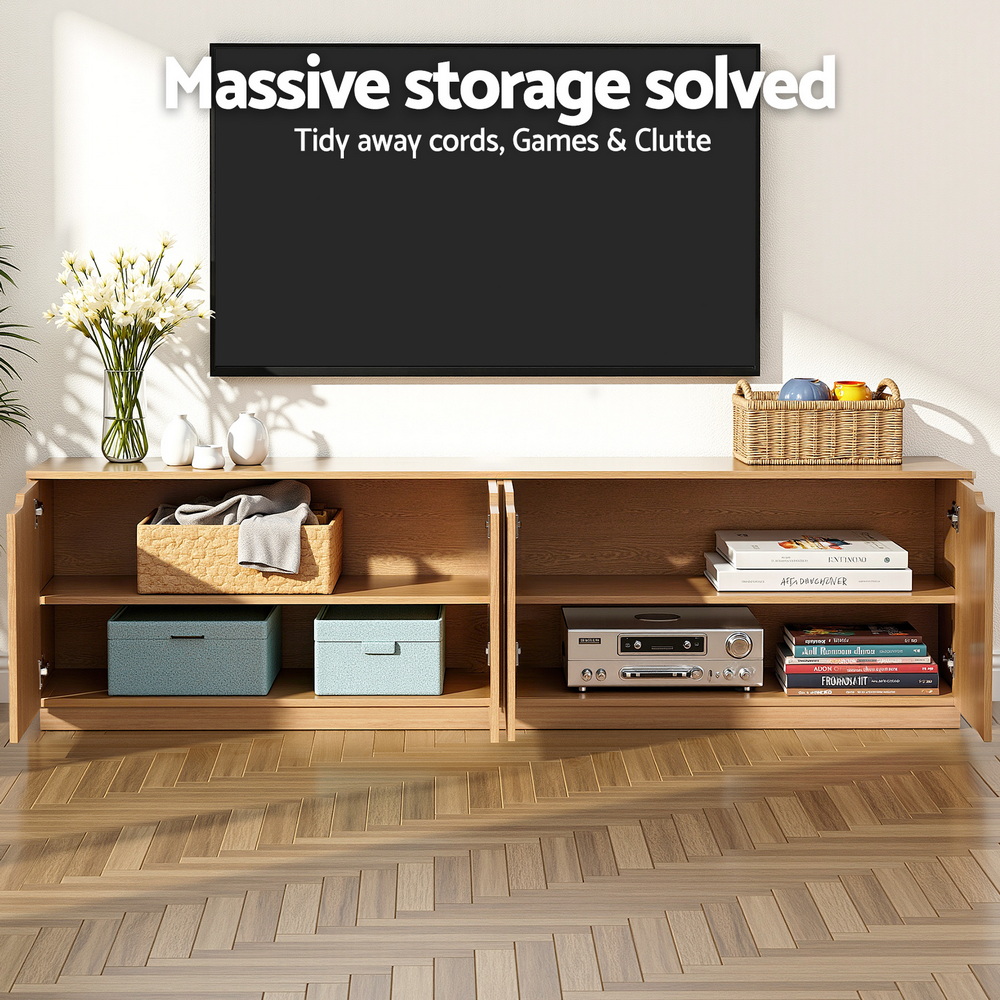 Artiss TV Unit Entertainment Storage Cabinet 180cm Pine view 5