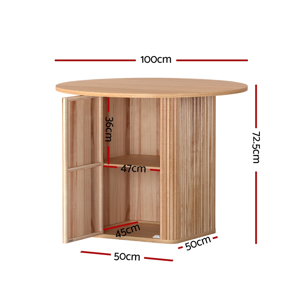 Artiss 1m Dining Table with Storage Base view 2