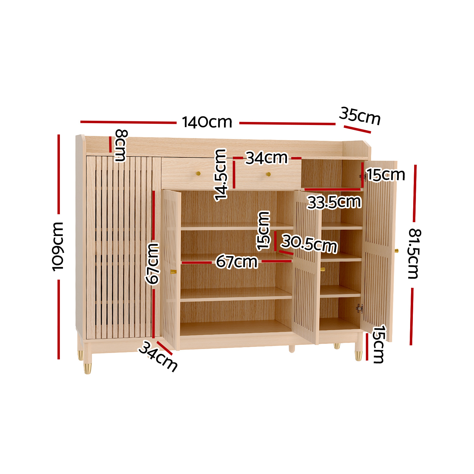 Artiss Shoe Rack Cabinet with Shelves 26 Pairs Pine view 4