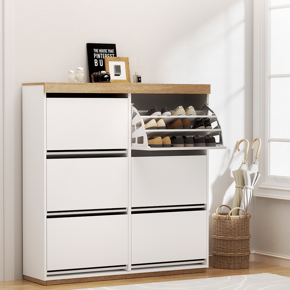 Artiss 3-Tier Shoe Rack Cabinet 45 Pairs White