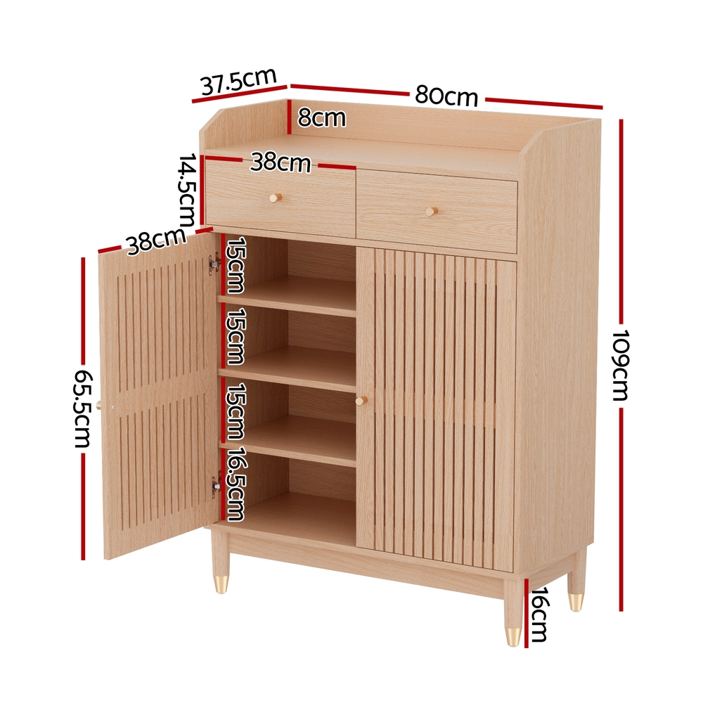 Artiss Shoe Rack Cabinet 4-Tier 16 Pairs Pine view 4