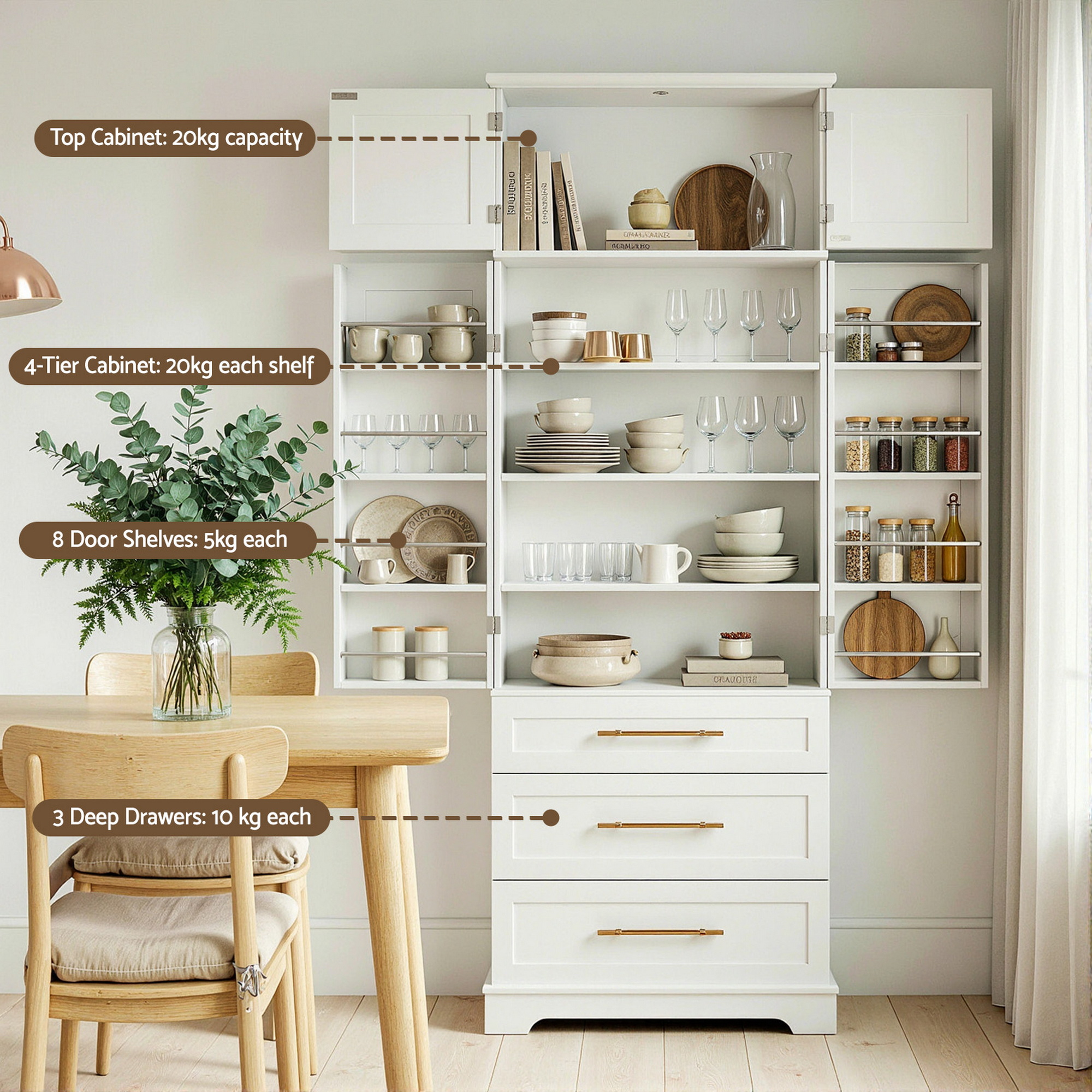 Artiss Hamptons Buffet Sideboard, Shaker Doors view 5