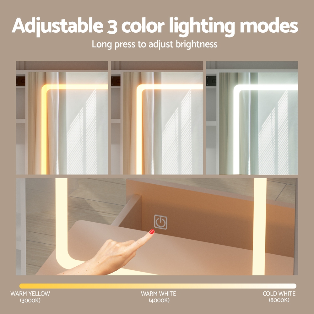 Artiss Dressing Table Vanity Set with Sliding Mirror & LED view 5