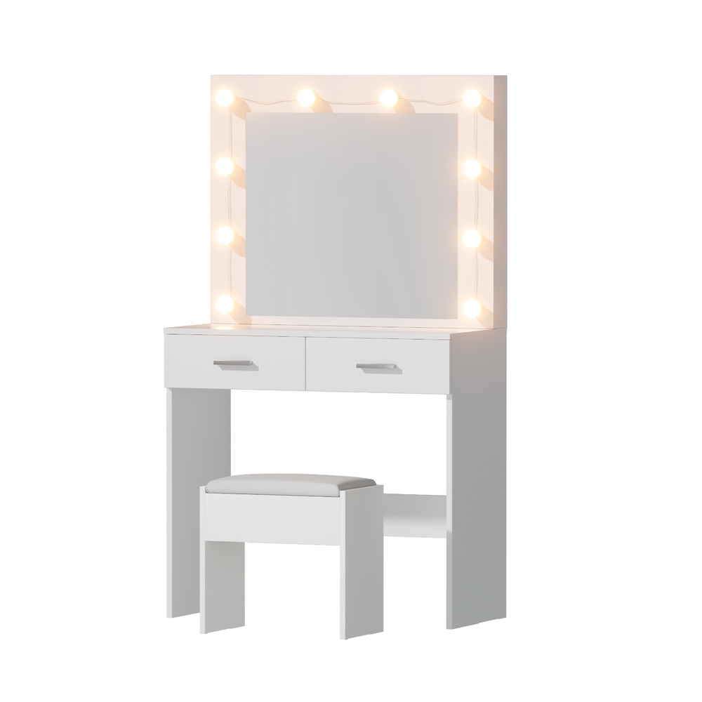 Artiss Dressing Table Vanity Set with Stool, 10 LED Bulbs White