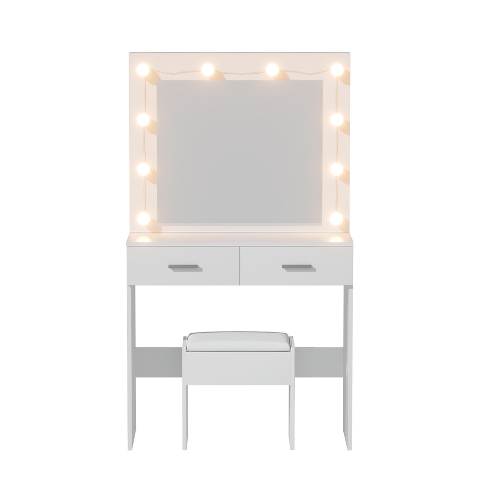 Artiss Dressing Table Vanity Set with Stool, 10 LED Bulbs White view 4