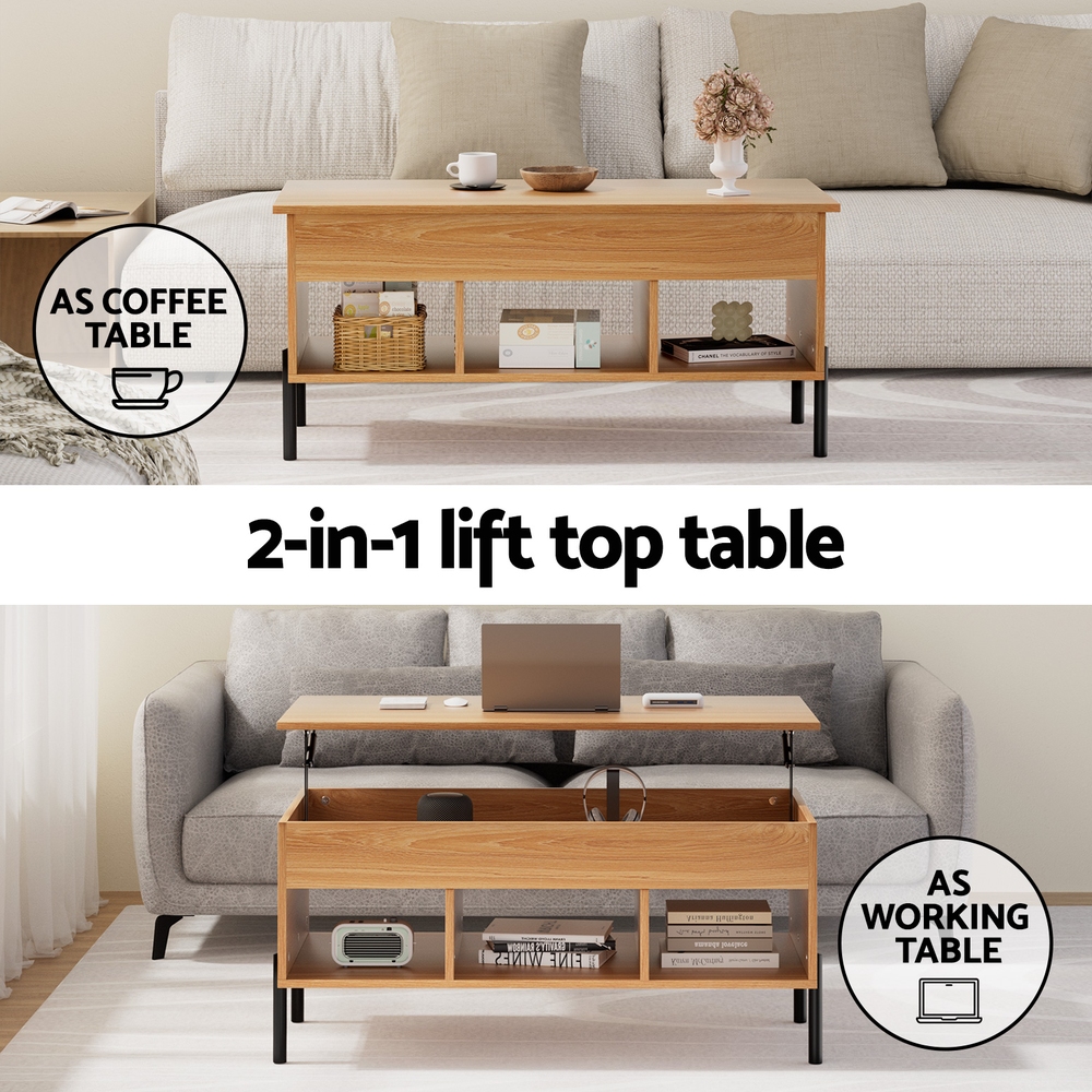Artiss Oak Lift-Top Coffee Table view 4