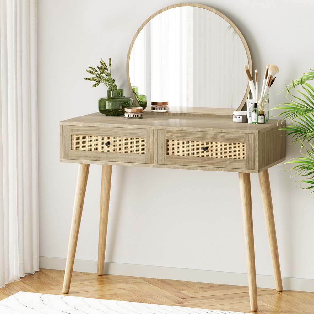 Artiss Rattan Dressing Table Set Frances