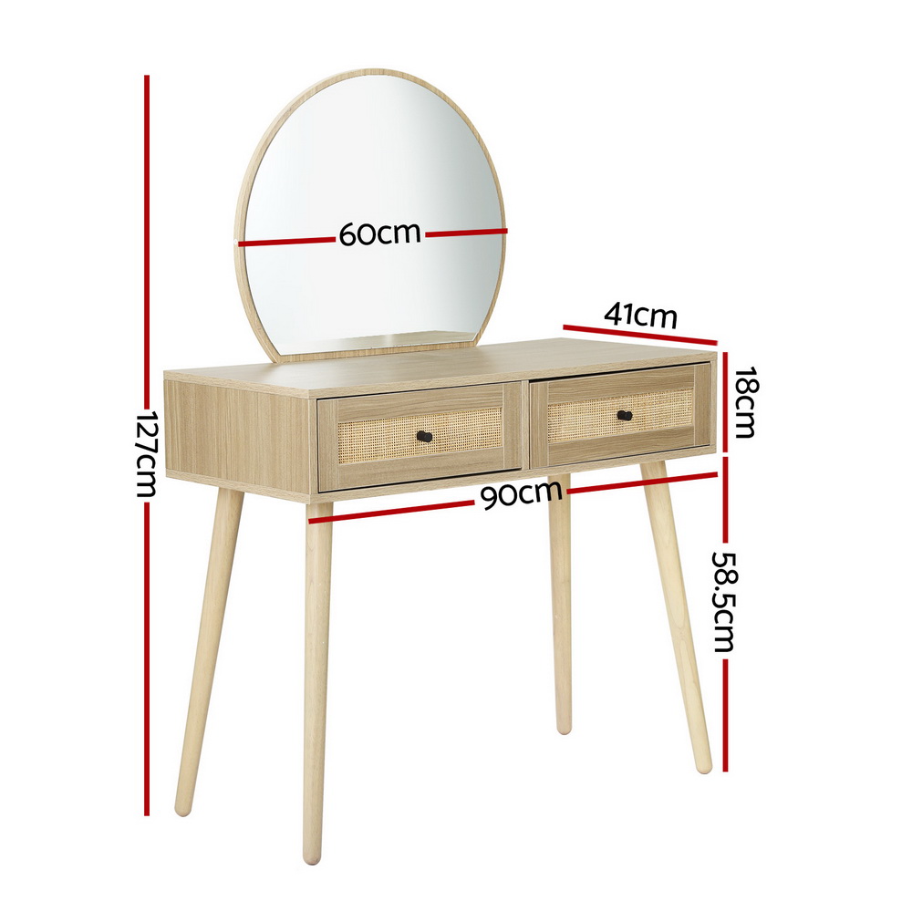 Artiss Rattan Dressing Table Set Frances view 4