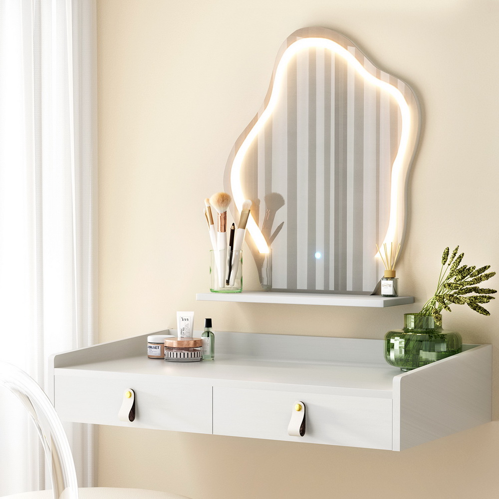 Artiss Daphne Wall-Mounted LED Dressing Table, White