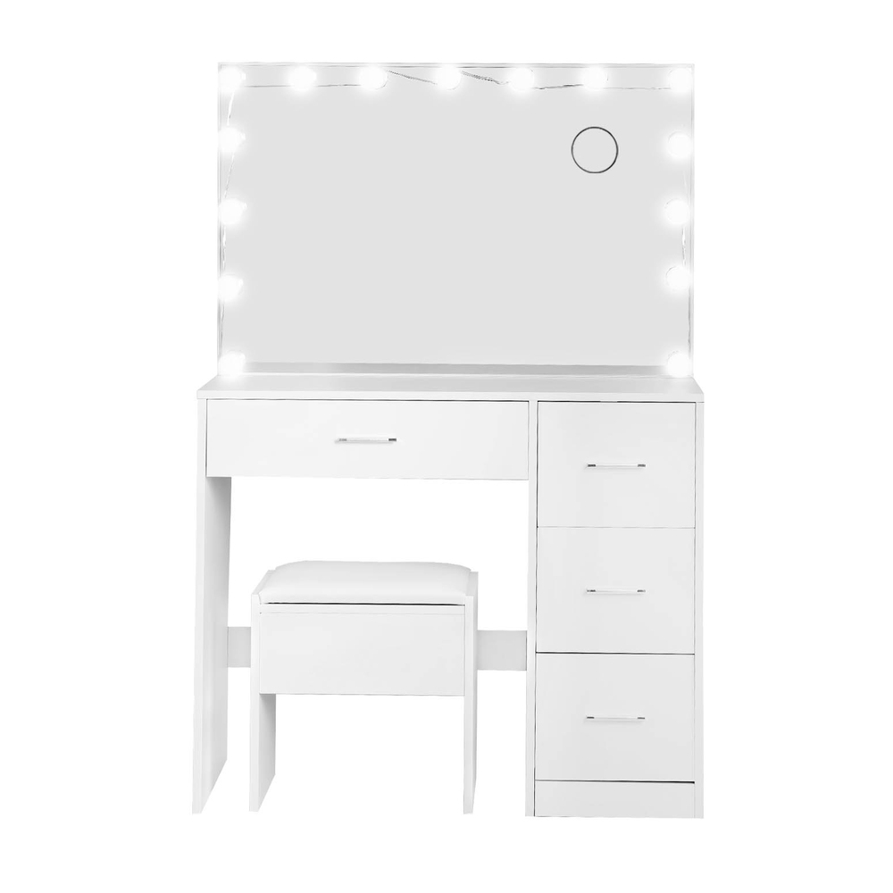 Artiss Darcy Dressing Table Set with Stool, 15 LED Bulbs, White view 5