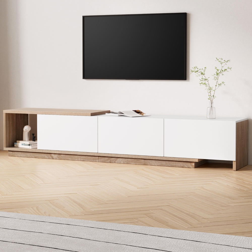 Artiss Extendable TV Cabinet Entertainment Unit White Oak