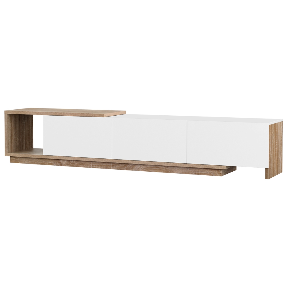 Artiss Extendable TV Cabinet Entertainment Unit White Oak view 3