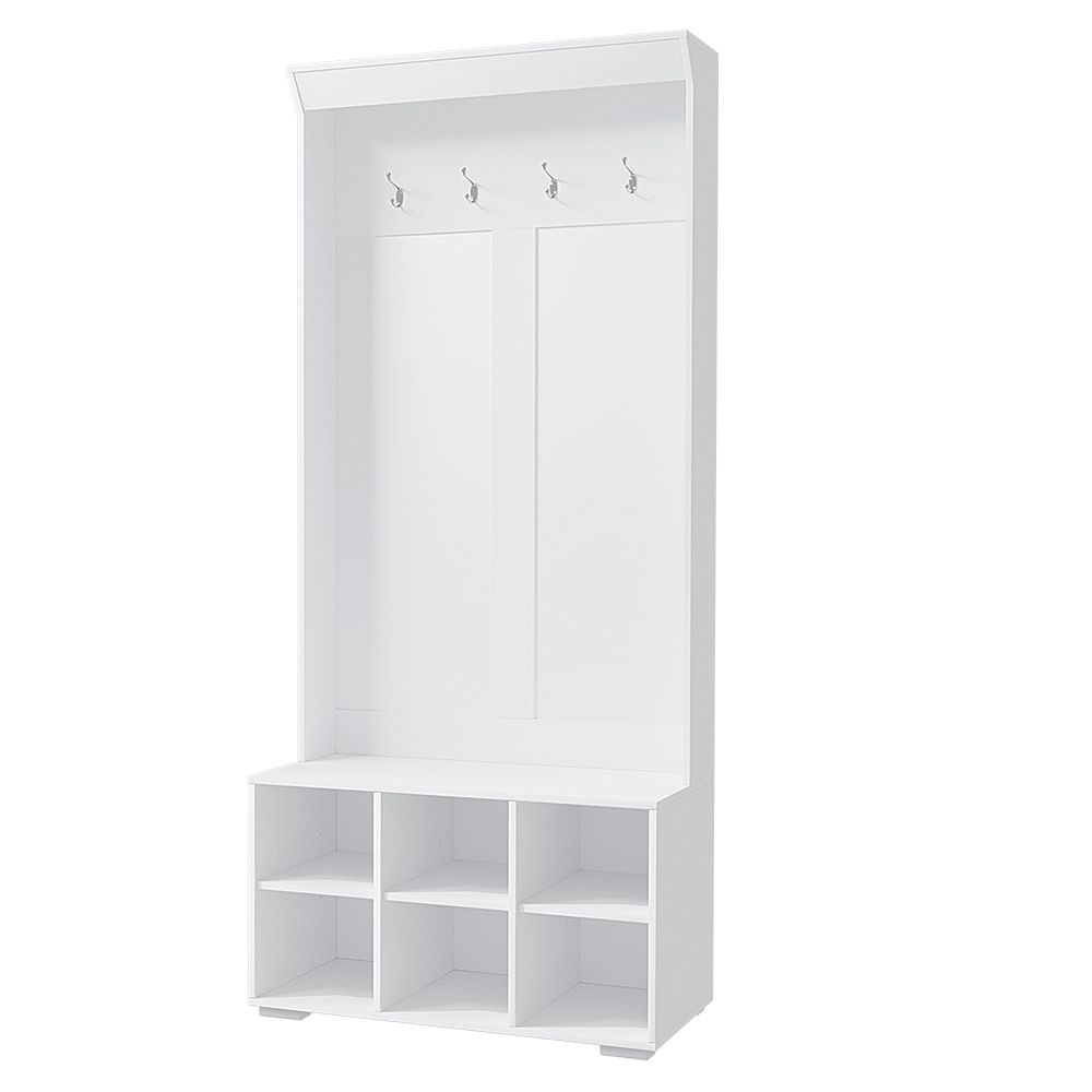 Artiss Hall Tree Coat Rack Shoe Cabinet 180cm White view 2