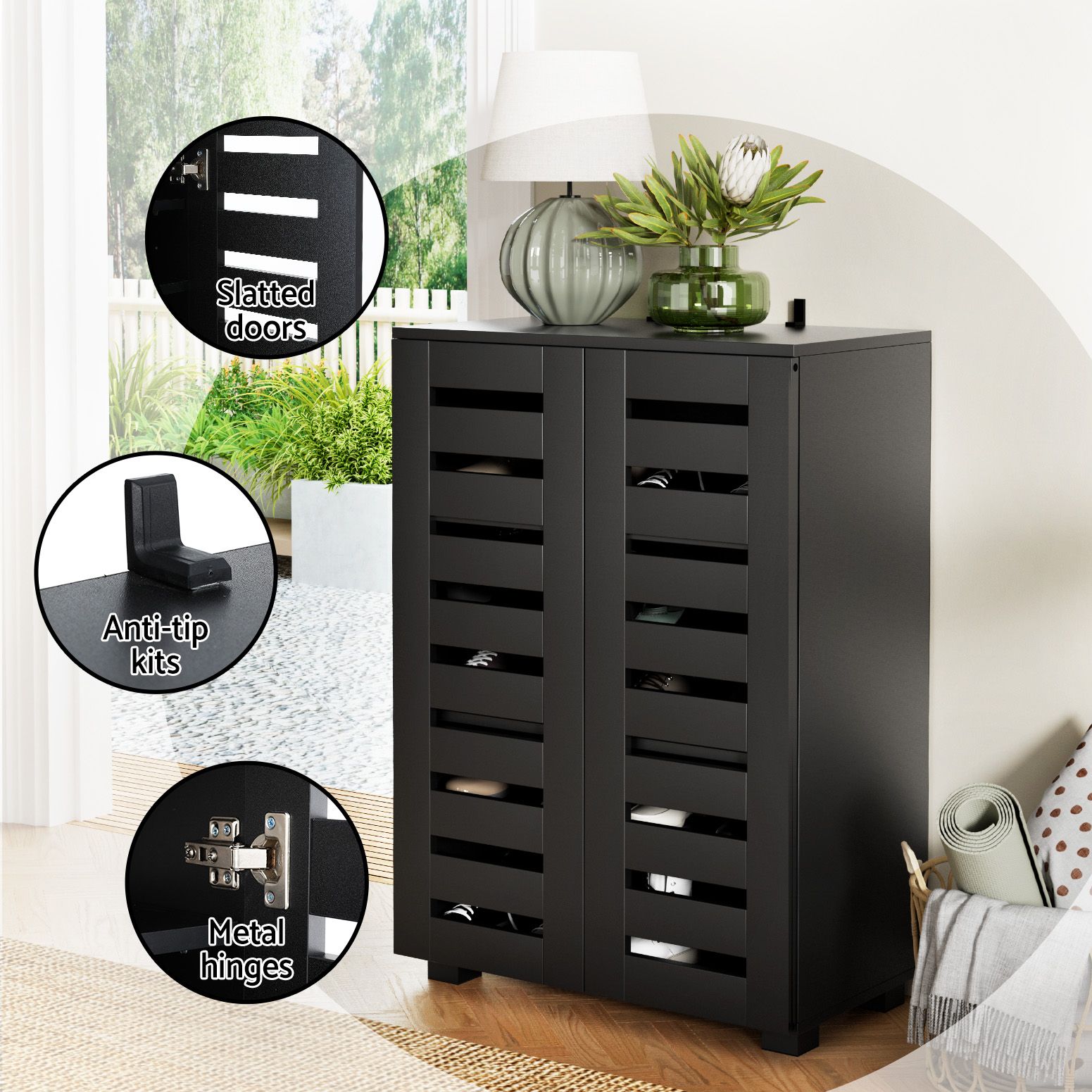 Artiss Alster Shoe Rack Storage Cabinet in 3 Colours view 5