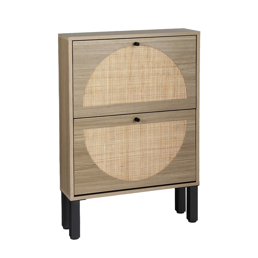 Artiss Rattan Shoe Rack Cabinet 2 Drawers 6 Pairs view 3