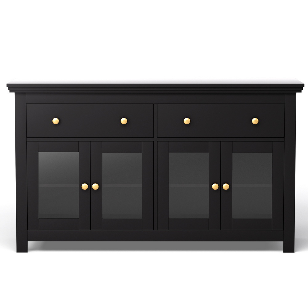 Artiss 130cm Buffet Sideboard with Glass Doors Black view 4