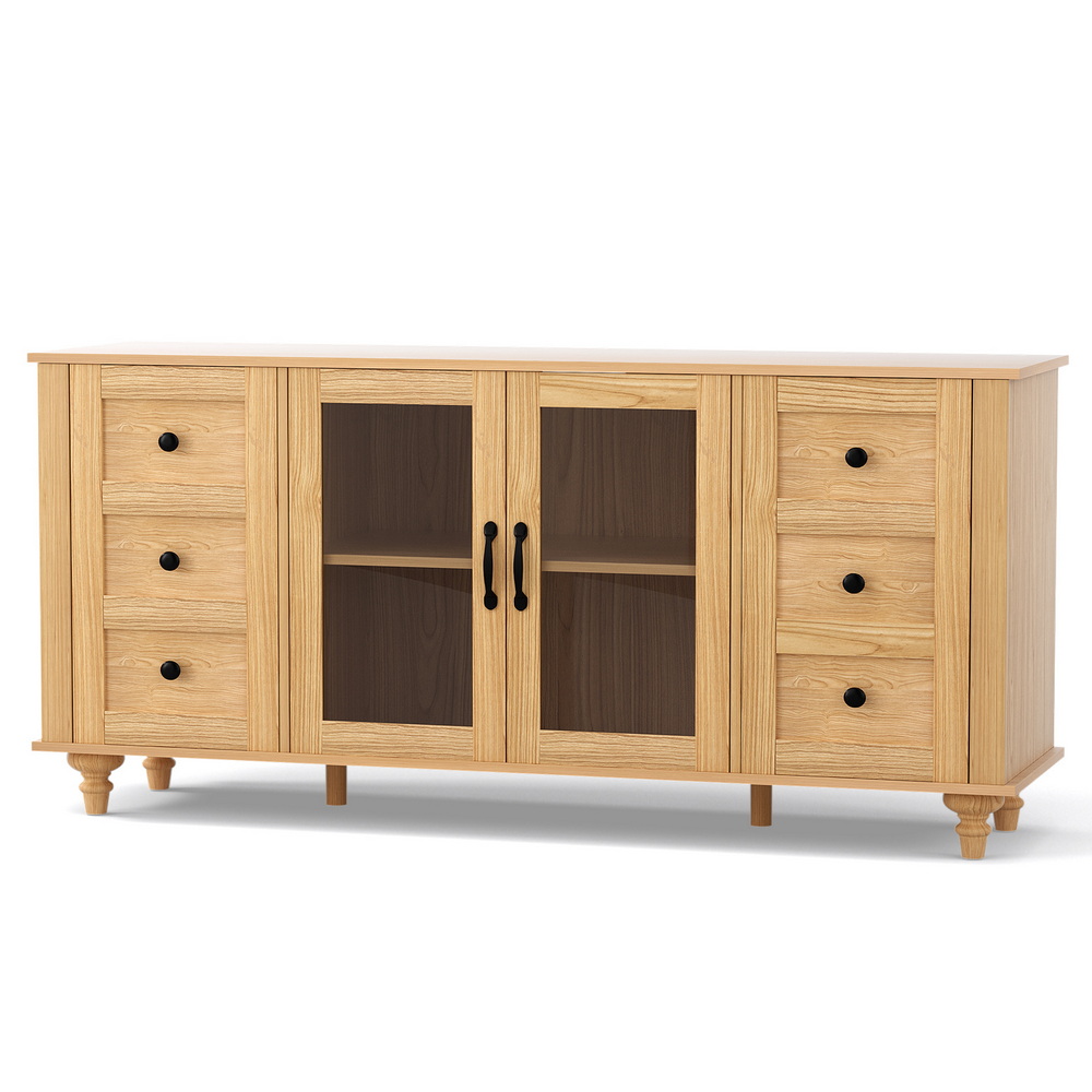 Artiss 150cm Buffet Sideboard with Glass Doors Pine