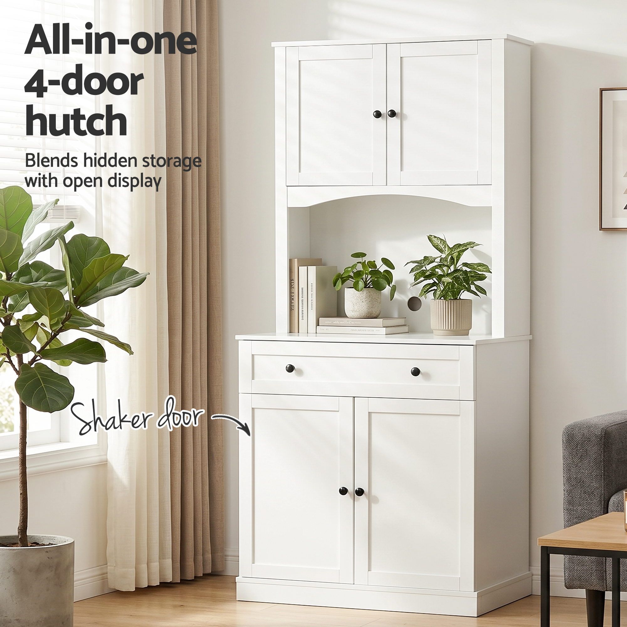 Artiss Beini Buffet Sideboard, 180cm Hutch White view 5