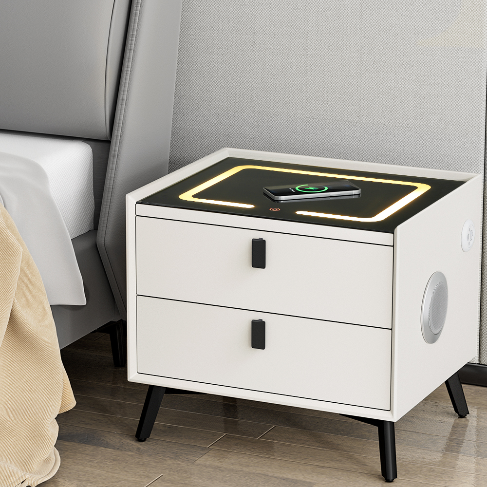 Artiss Aika Smart Bedside Table with Wireless Charging and LED