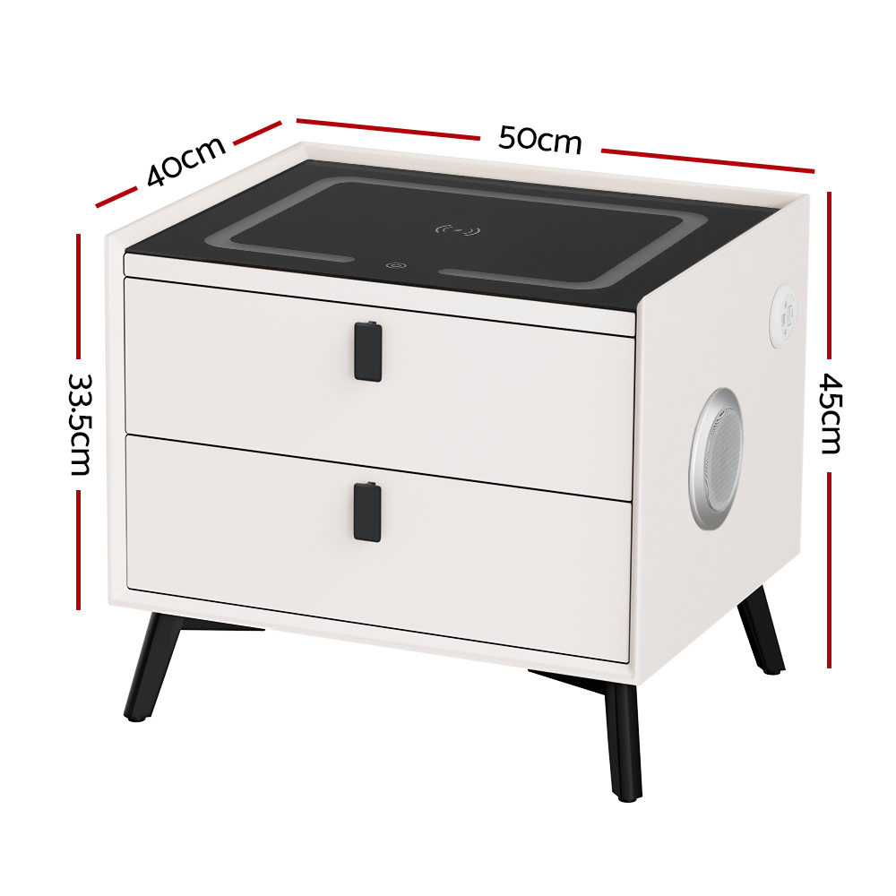 Artiss Aika Smart Bedside Table with Wireless Charging and LED view 2