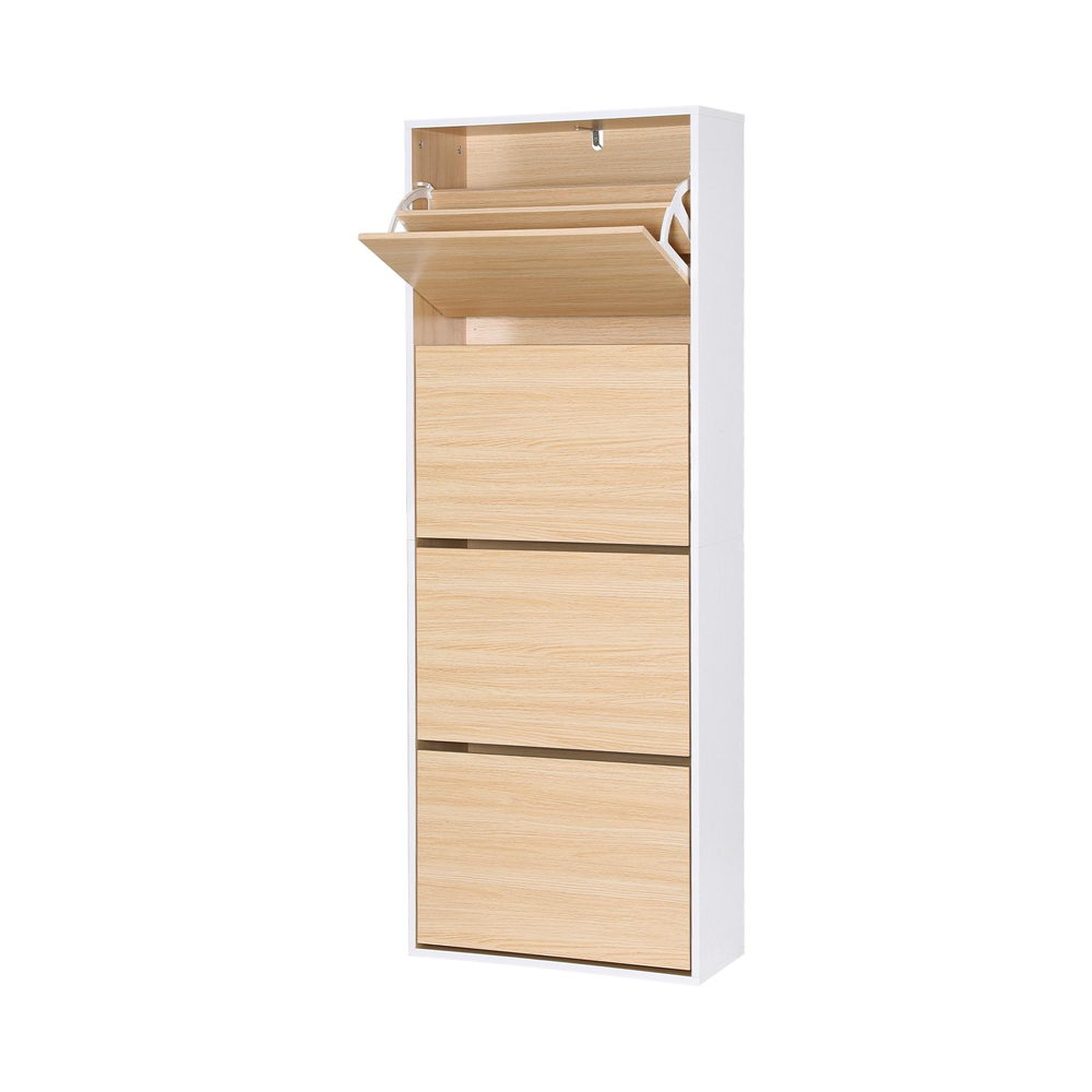Artiss Shoe Rack Cabinet 24 Pairs Adjustable Pine