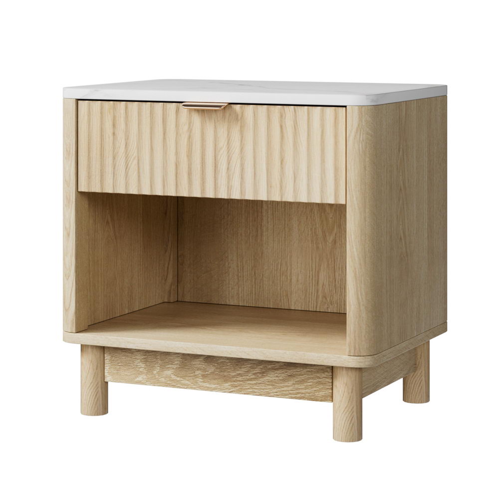 Artiss Bedside Table Nightstand, 1 Drawer and Shelf, Pine