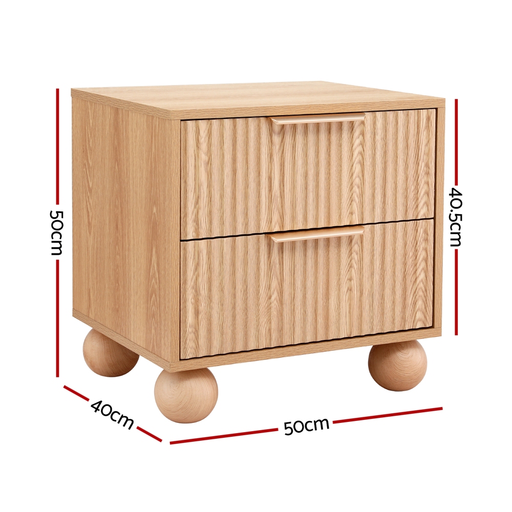 Artiss Rattan Bedside Table with 2 Pine Drawers view 3