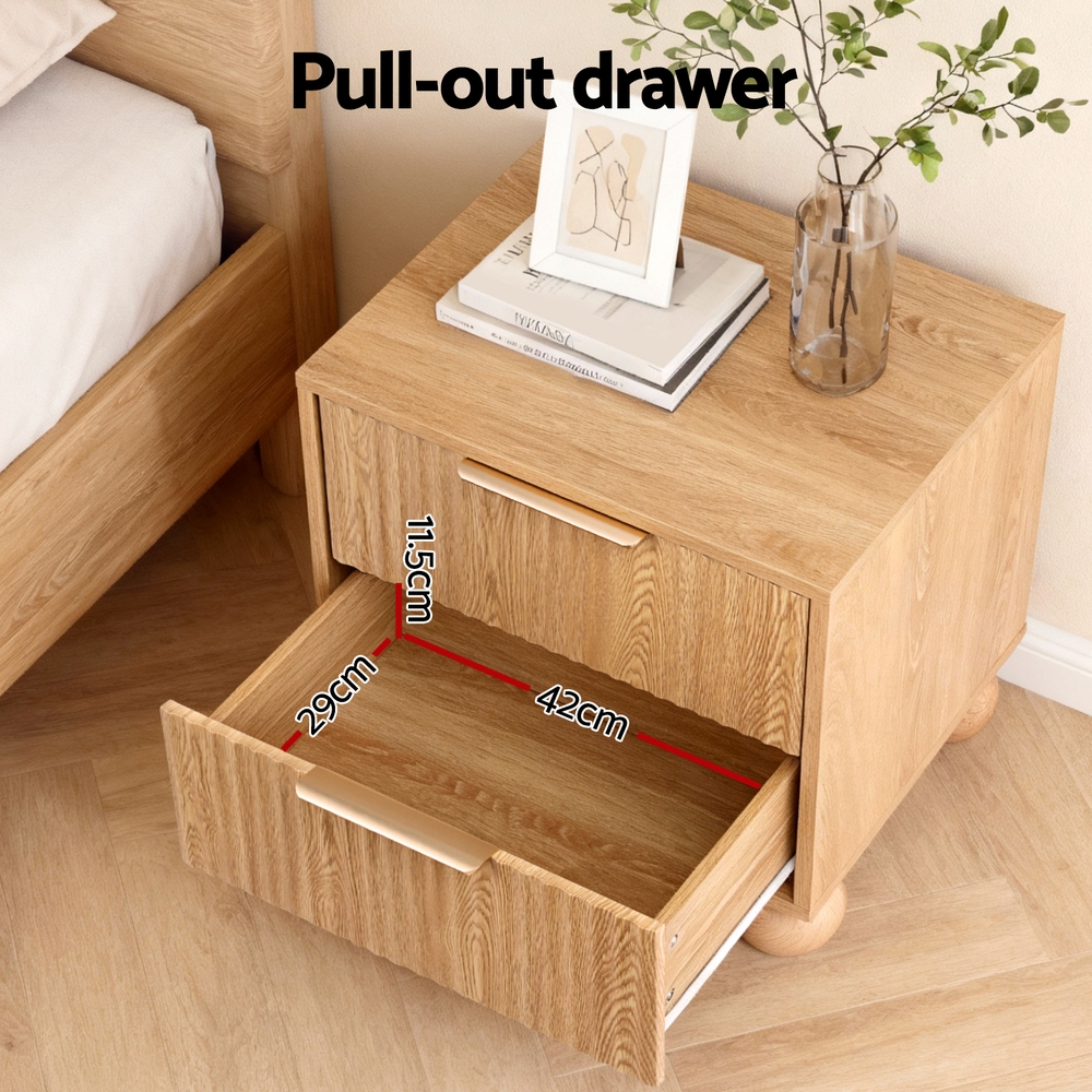 Artiss Rattan Bedside Table with 2 Pine Drawers view 5