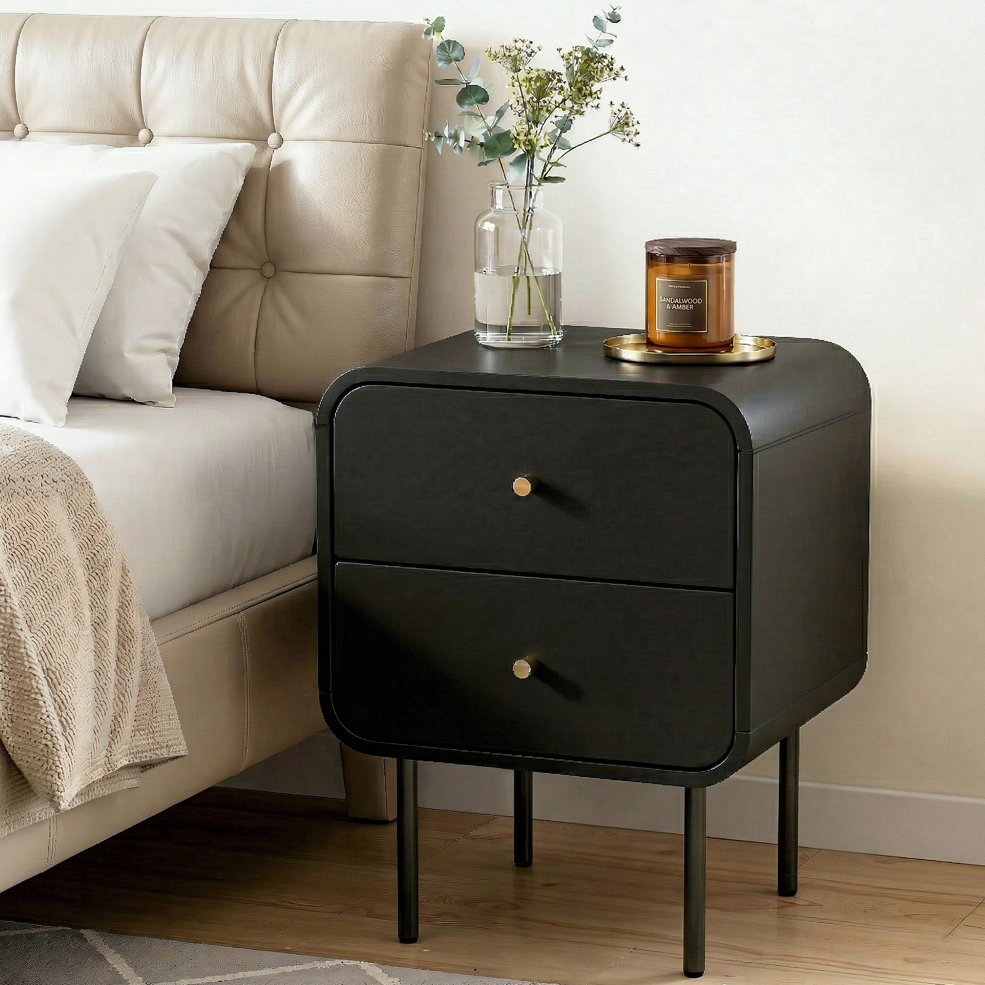 Artiss Bedside Table Nightstand, 2 Drawers, in 2 Colours