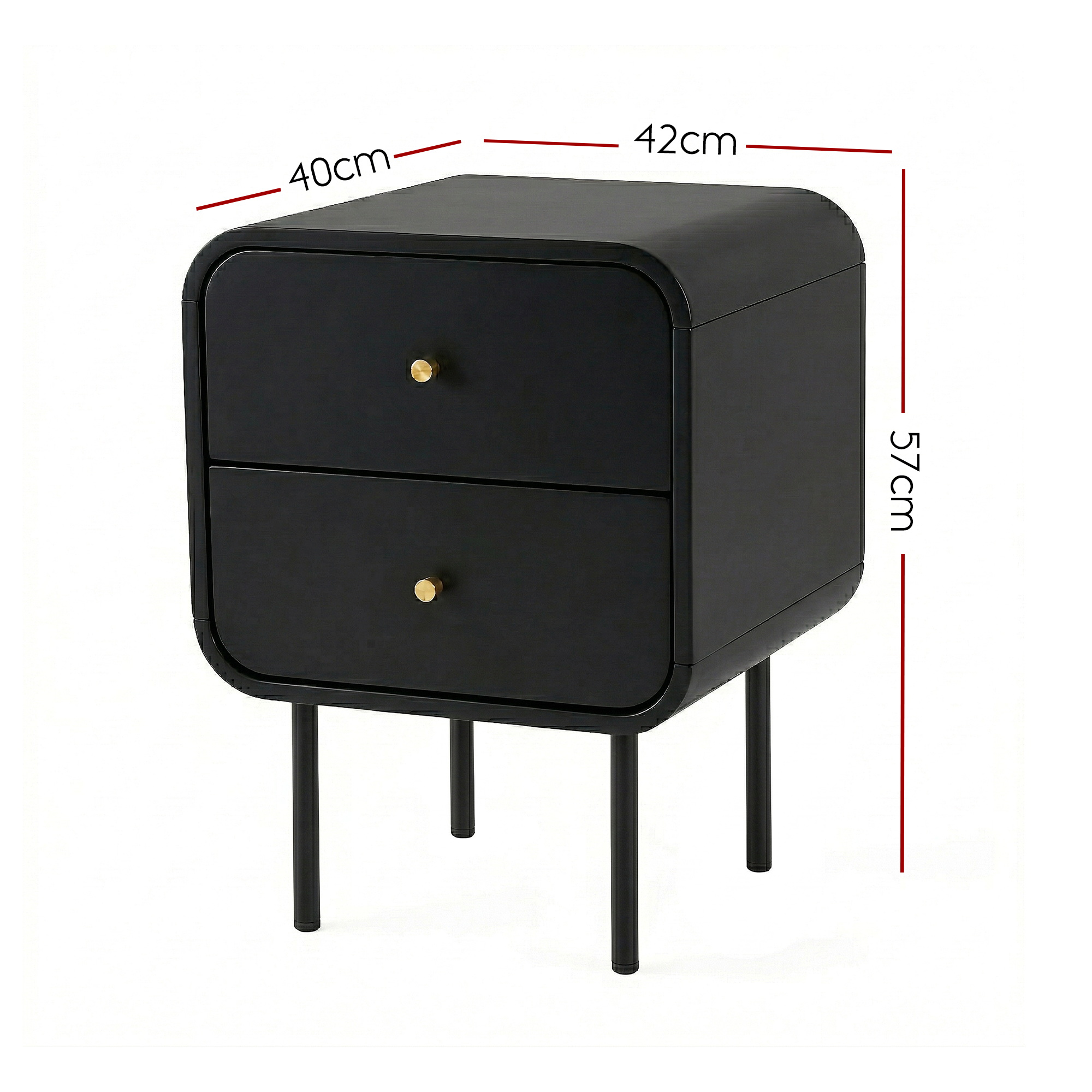 Artiss Bedside Table Nightstand, 2 Drawers, in 2 Colours view 3