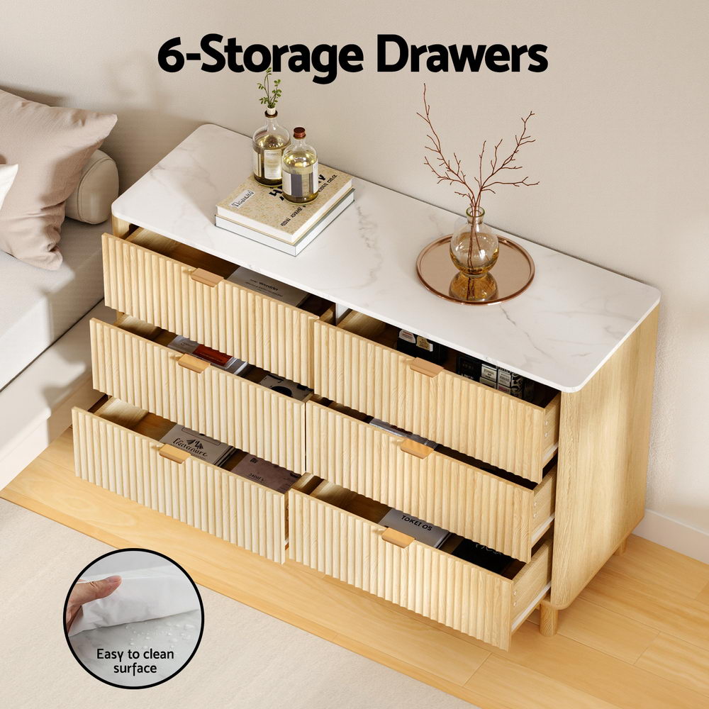 Artiss 6 Chest of Drawers Dresser Pine view 5