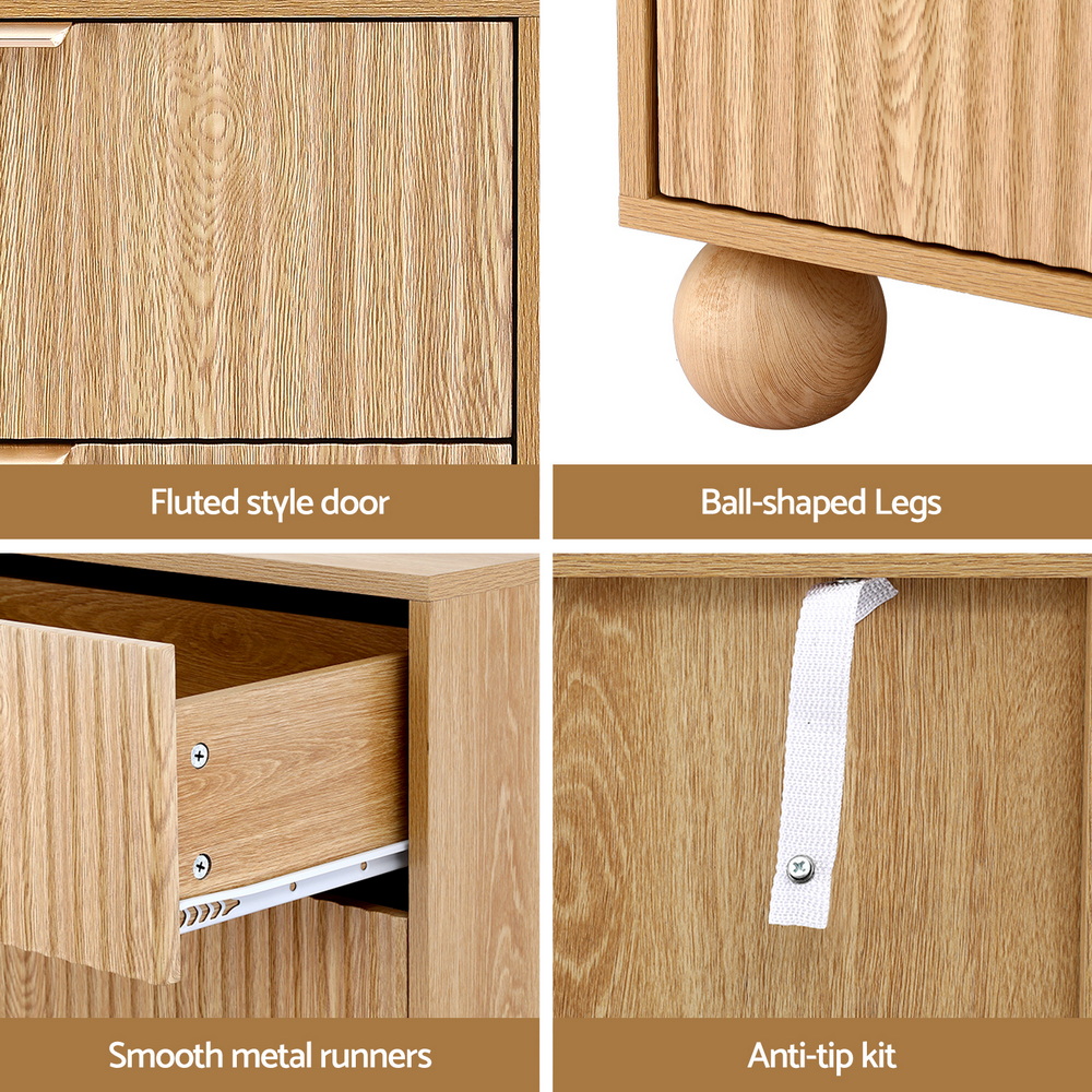Artiss 4 Chest of Drawers Dresser Tallboy, Pine view 5