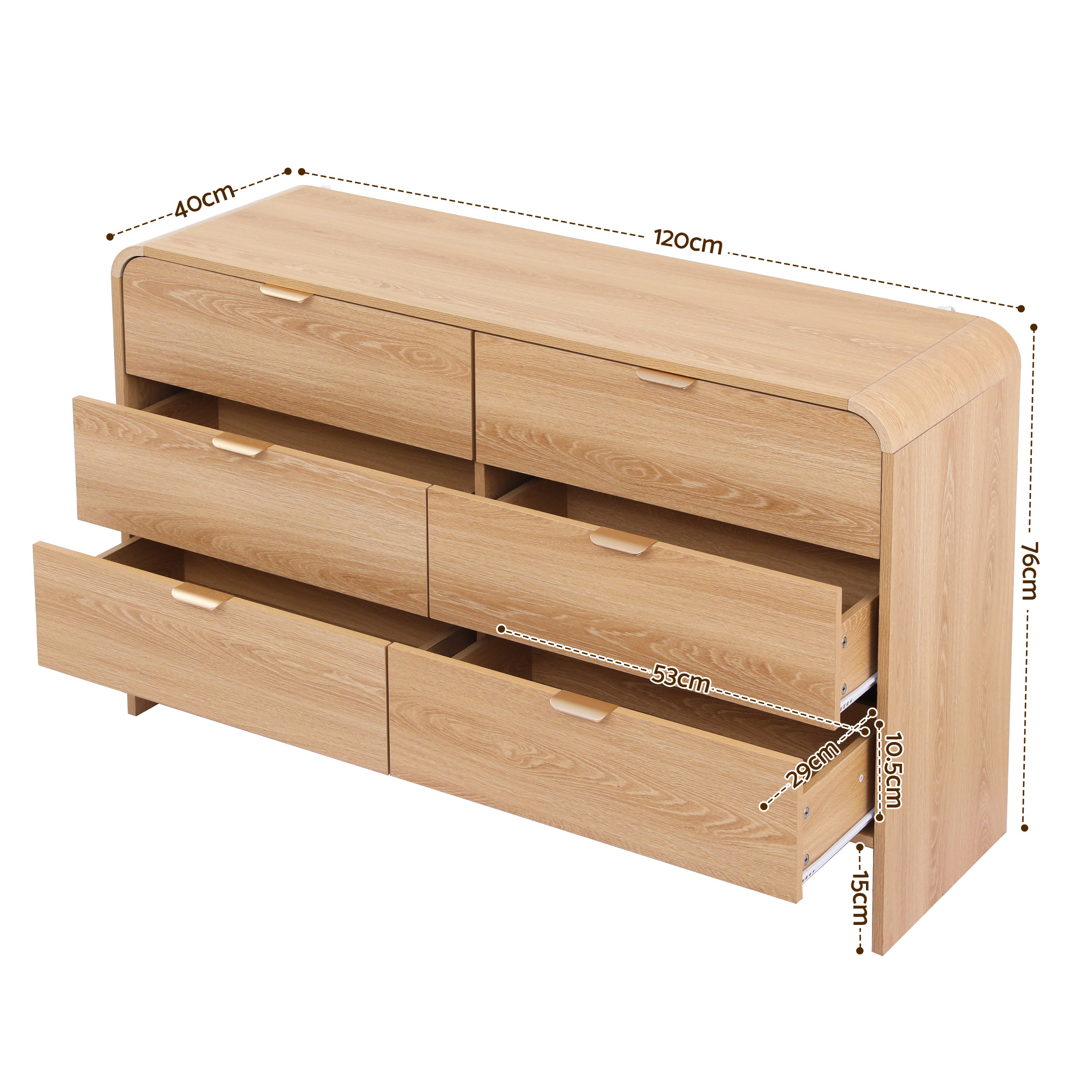 Artiss 6 Chest of Drawers Dresser Cabinet, Pine view 3