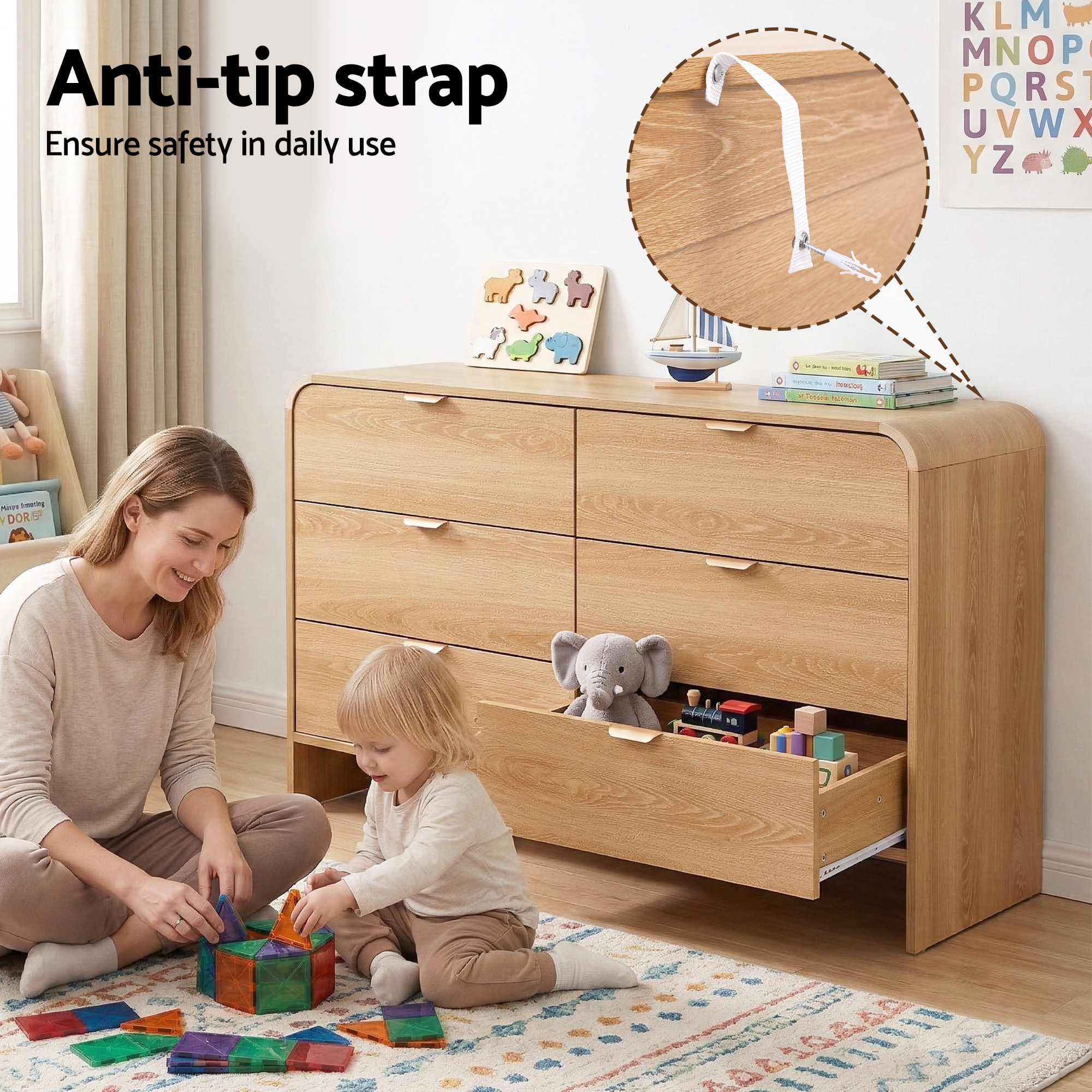 Artiss 6 Chest of Drawers Dresser Cabinet, Pine view 5