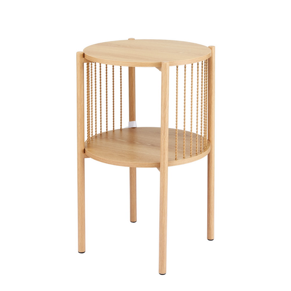 Artiss 2-Tier Round Coffee Table Wood