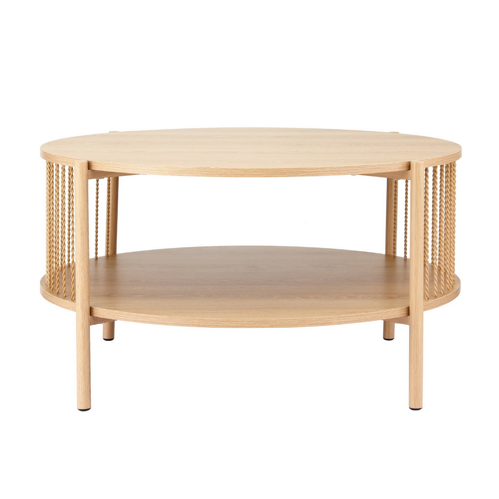 Artiss Wood Round Coffee Table 2-Tier view 3