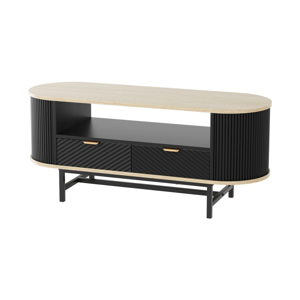 Artiss Coffee Table Drawer Shelf Wood and Black
