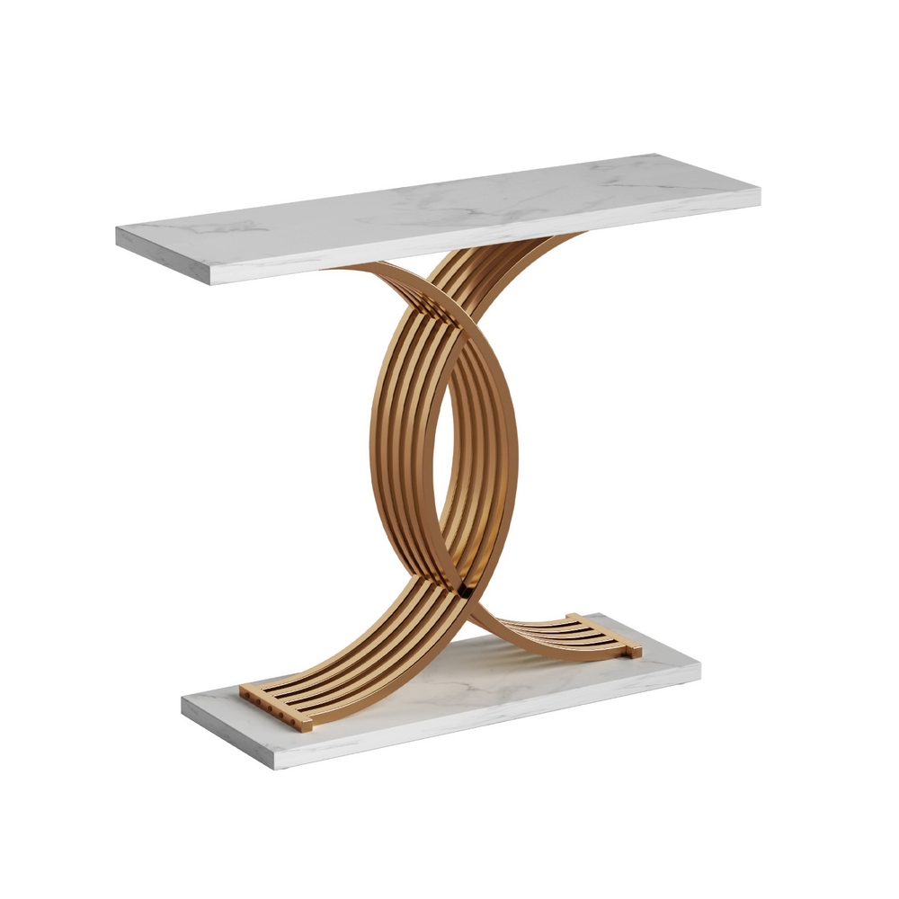 Artiss Powder-Coated White Gold Console Table